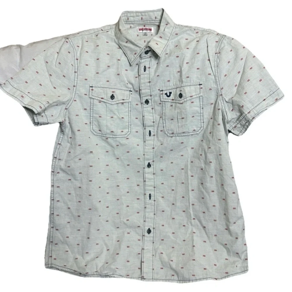 Men's True Religion Button Up Shirt | All Over Print Size Medium
